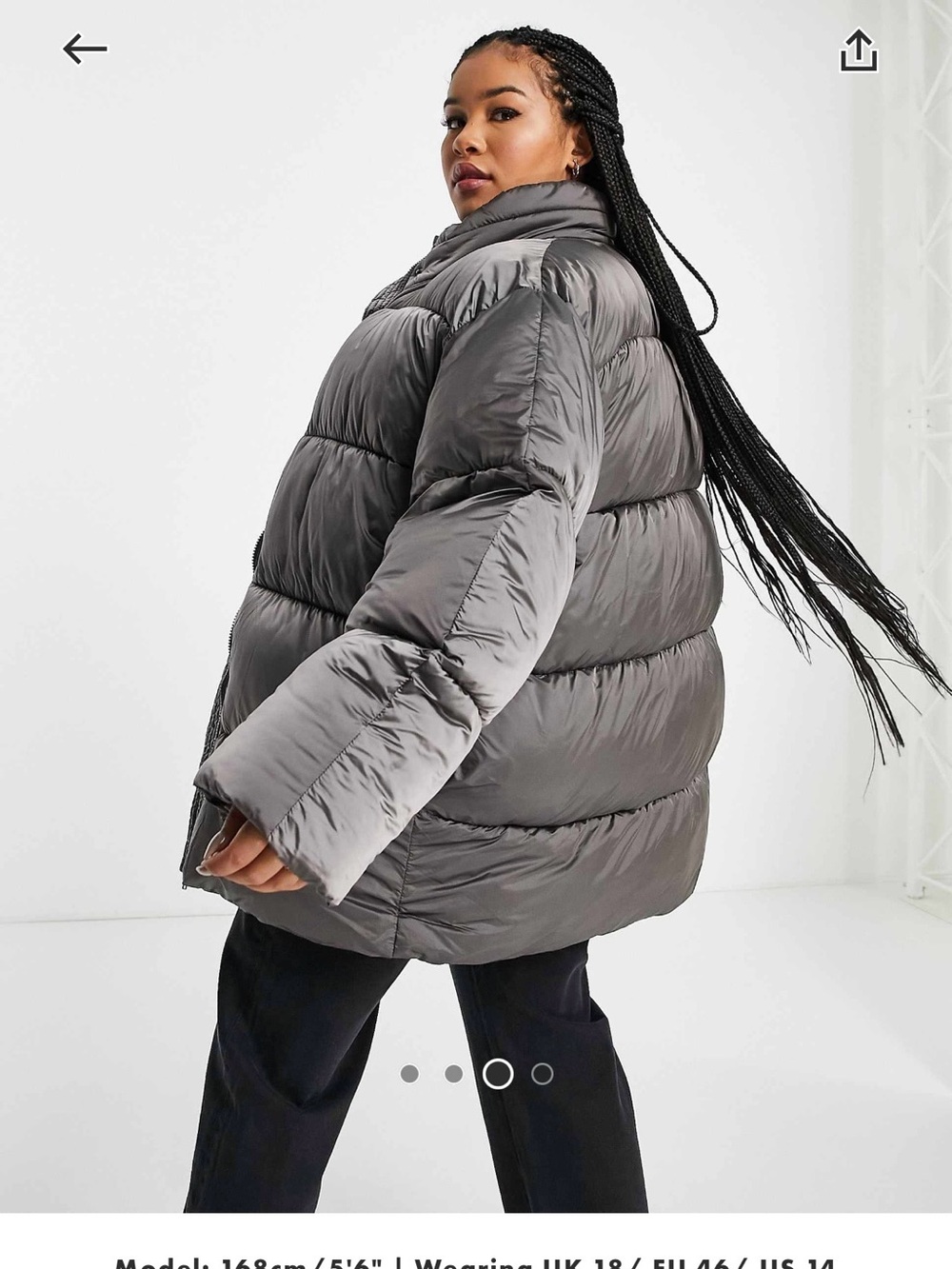 ASOS CURVE Puffer Jacket in Slate Gray